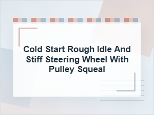 Cold Start Rough Idle and Stiff Steering with Pulley Squeal