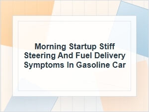 Morning Startup: Stiff Steering and Fuel Delivery Signs